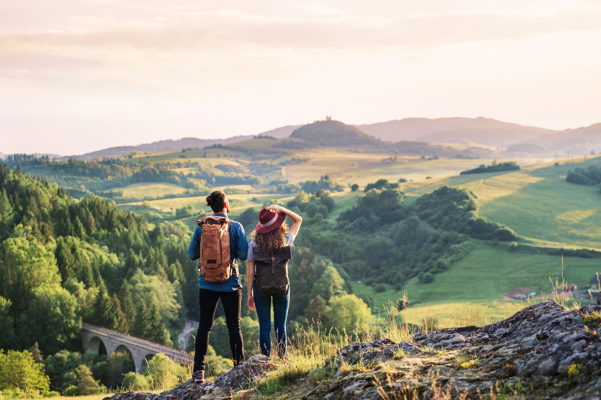 Hikers admiring the valley below